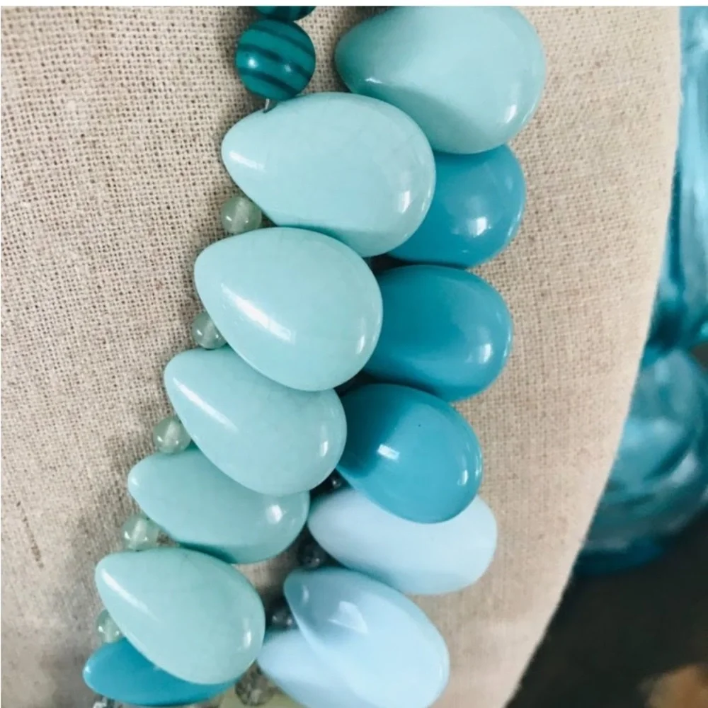 Stella & Dot Retired🧜🏼‍♀️Delilah Sea Greens+Turquoise Blue Statement Nec… - Picture 12 of 12